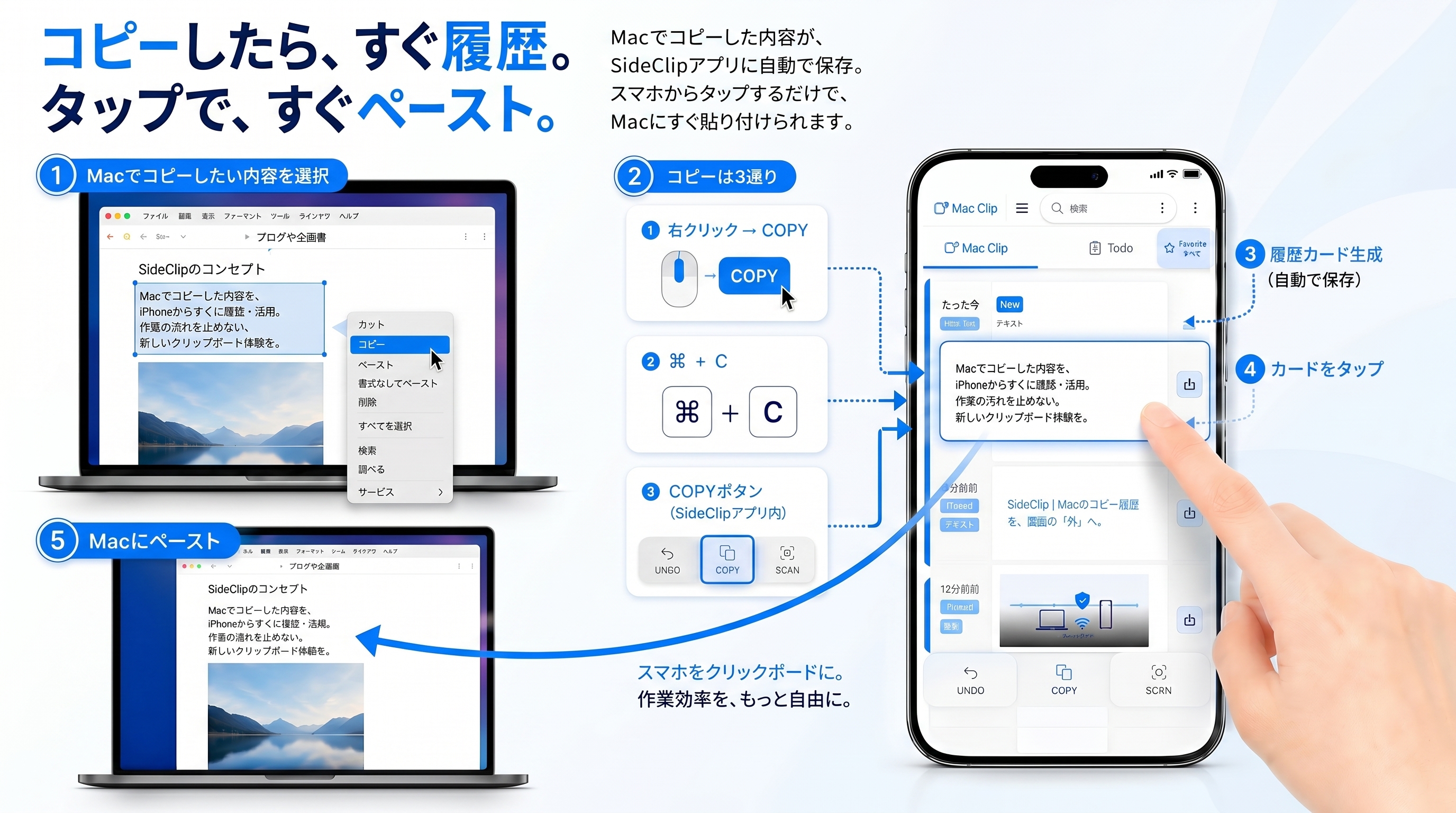 クリップボード履歴画面